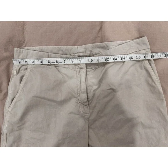 Brunello Cucinelli Womens Size 12 Flat Zip Wide Leg Dress Pants Tan High Rise